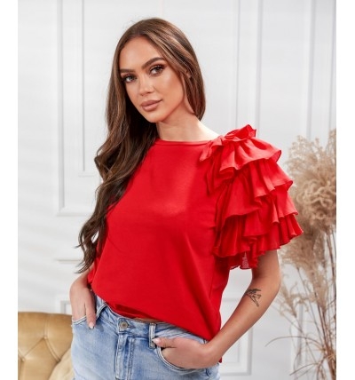 Red frill T-shirt